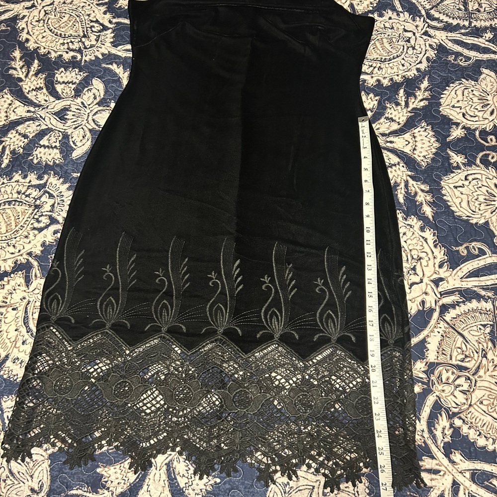 Anne Klein Black Midi Dress with Lace Hem